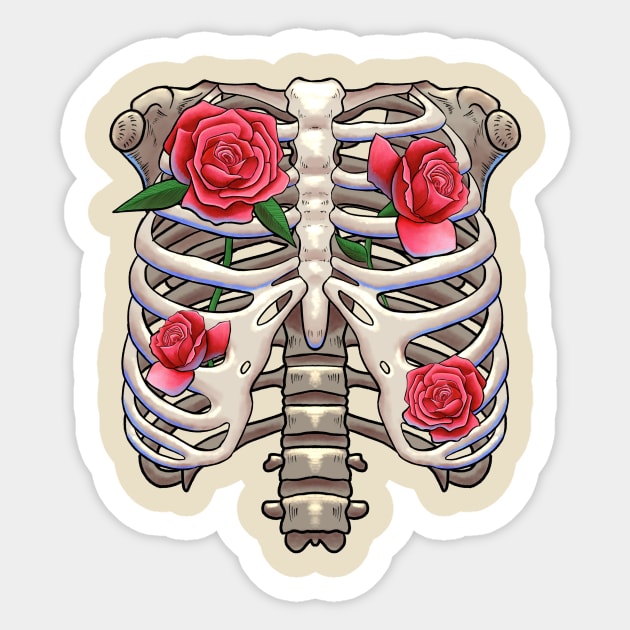 Floral Skeleton Rib Cage Bone Gift Sticker by basselelkadi